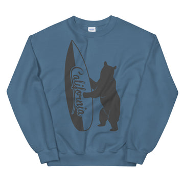 Bear With California Surfboard - Men's Crewneck Sweatshirt