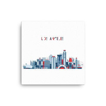 Los Angeles In Red White Blue - Canvas Art