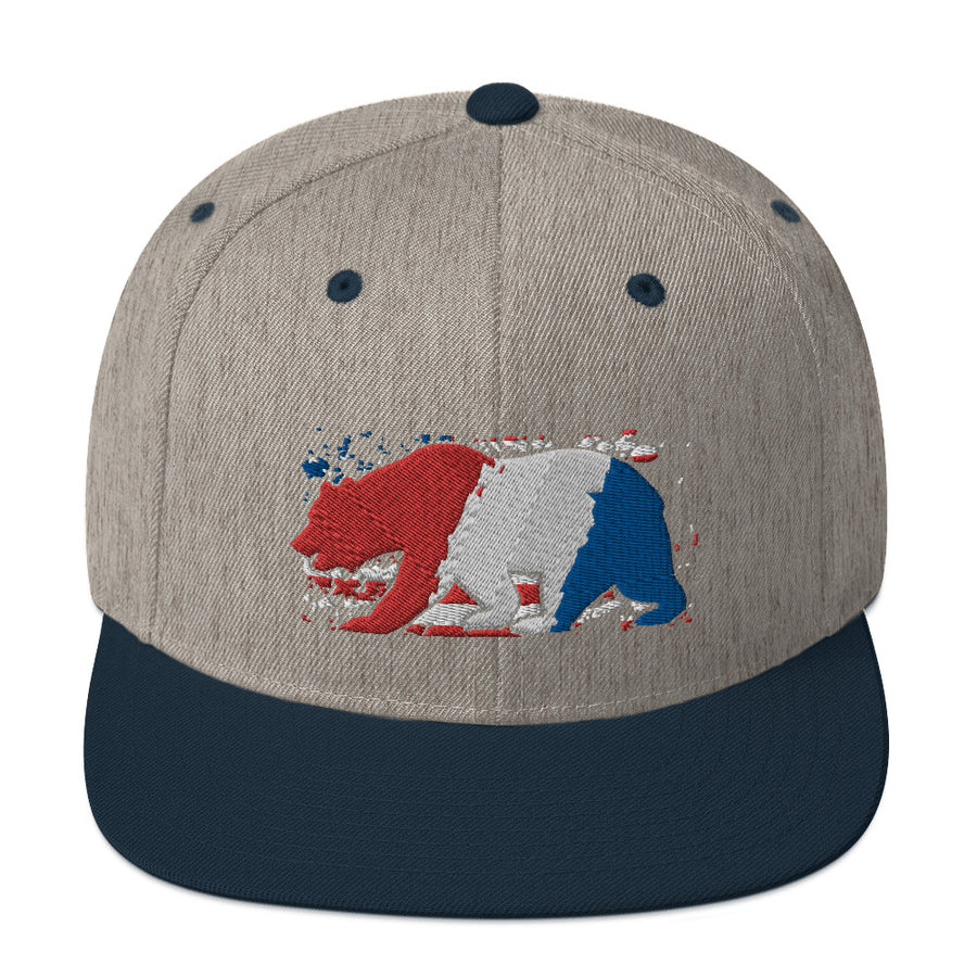 American Flag CA Bear- Snapback Hat