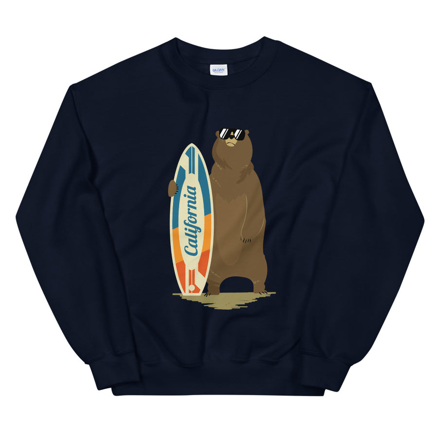 California Surfer Bear - Men's Crewneck Sweatshirt