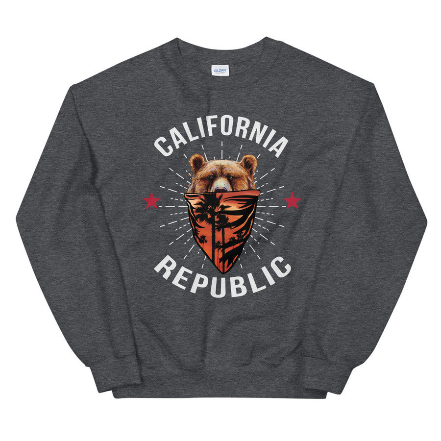 California Republic Bear Bandana - Men's Crewneck Sweatshirt