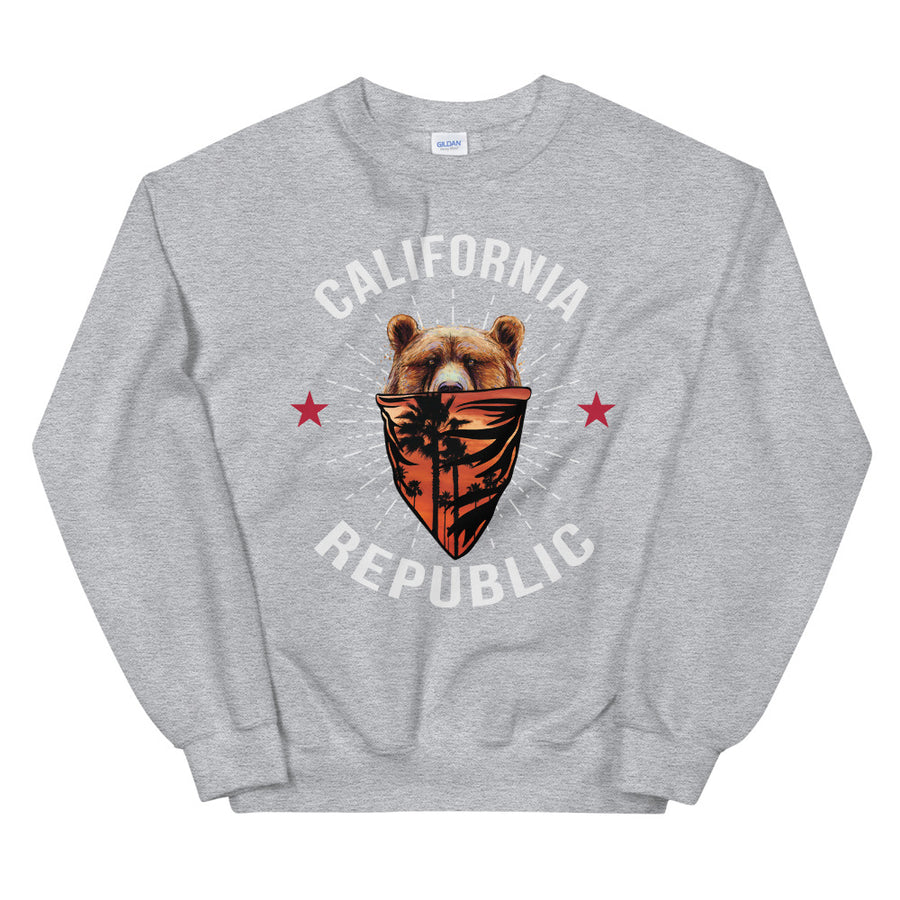 California Republic Bear Bandana - Men's Crewneck Sweatshirt