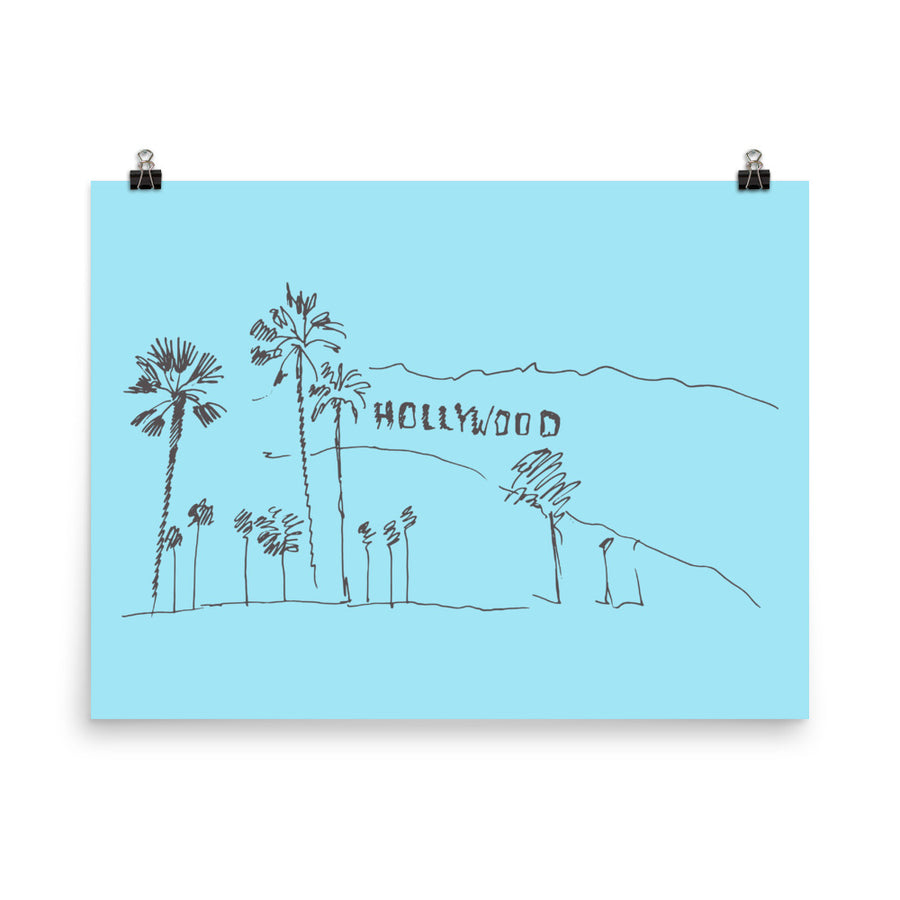 Hand Drawn Hollywood Sign - Poster