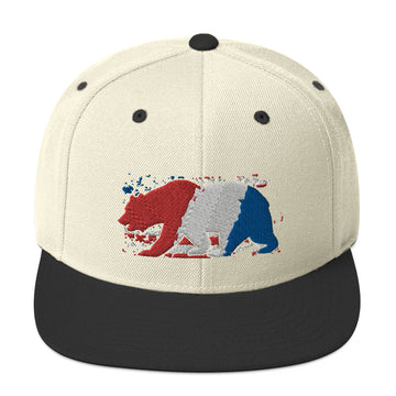 American Flag CA Bear- Snapback Hat
