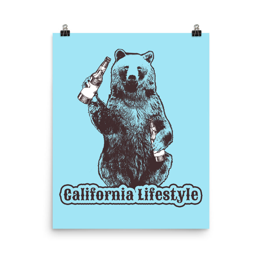 California Lifestyle Beer Bear - Poster