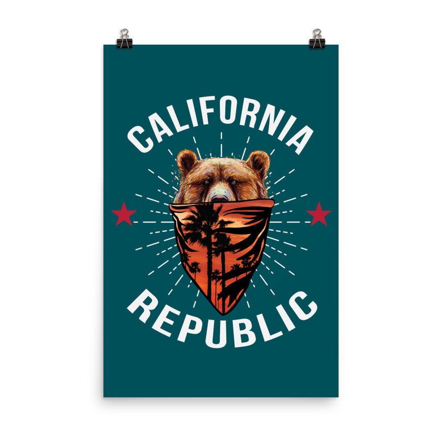 California Republic Bear Bandana - Posters