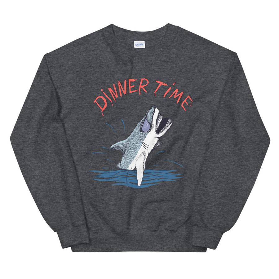 Dinner Time Funny Shark - Men's Crewneck Sweatshirt