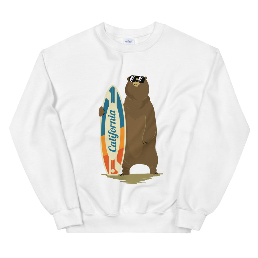 California Surfer Bear - Women's Crewneck Sweatshirt