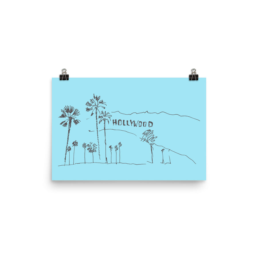 Hand Drawn Hollywood Sign - Poster