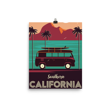 Southern California Beach Van - Poster