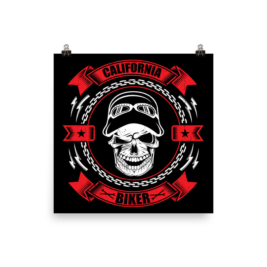 California Biker Skull - Poster