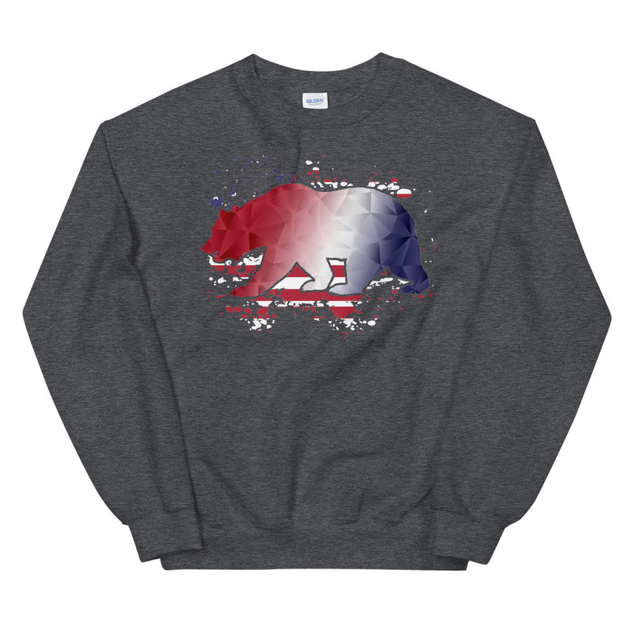 American Flag CA Bear - Women's Crewneck Sweatshirt