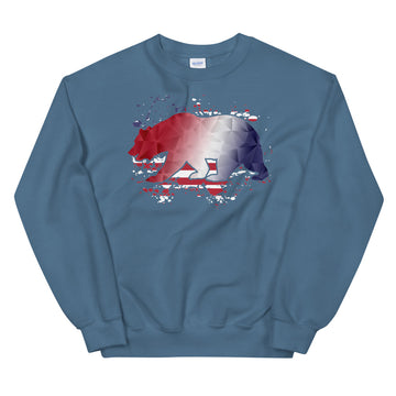American Flag CA Bear - Men's Crewneck Sweatshirt