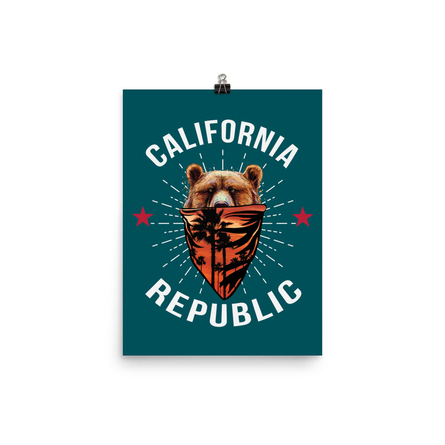 California Republic Bear Bandana - Posters