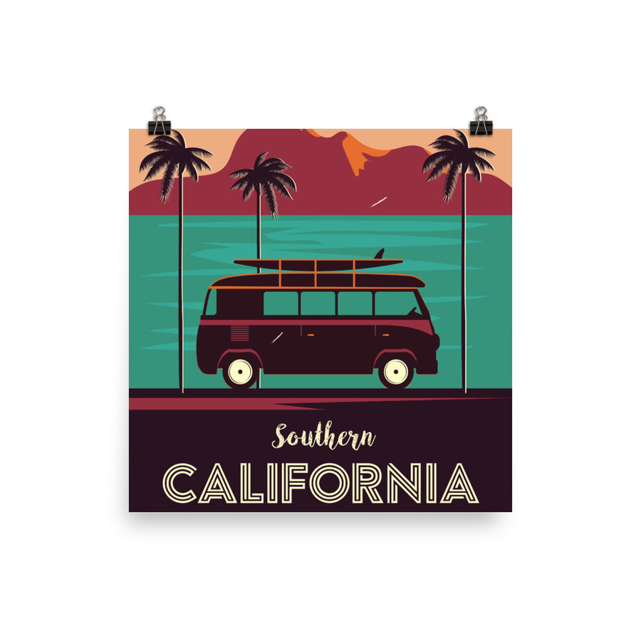 Southern California Beach Van - Poster
